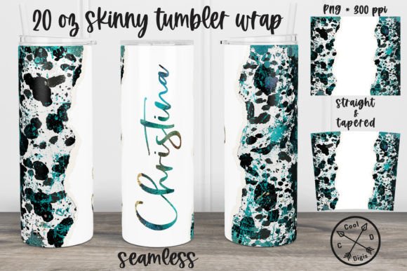 Cowhide Teal Tumbler with Space for Text: A Versatile Design for Modern Creators