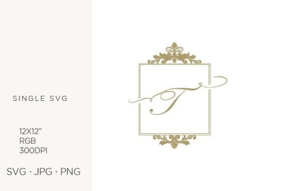 Golden Monogram Frame Victorian Letter T