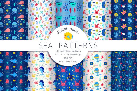Sea Animals Patterns. Kids Patterns: A Versatile Design Resource for Creatives and Parents