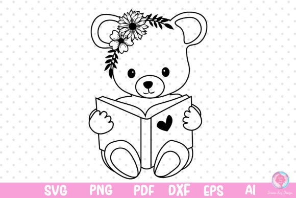 The Charm of a Bear Reading: Elevating Digital Craft with High-Resolution SVGs