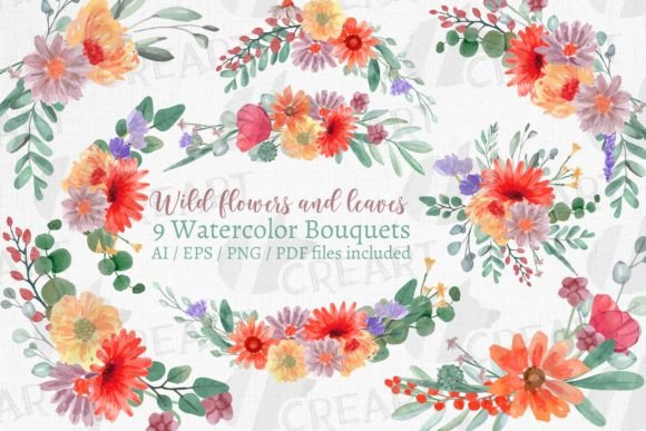 Unlocking Creative Potential with Watercolor Wild Flowers Bouquets Graphic Assets